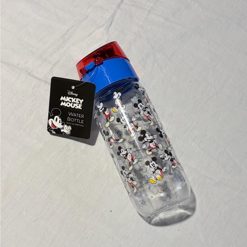 Disney Mickey Mouse Clear Bottle with Red and Blue Lid